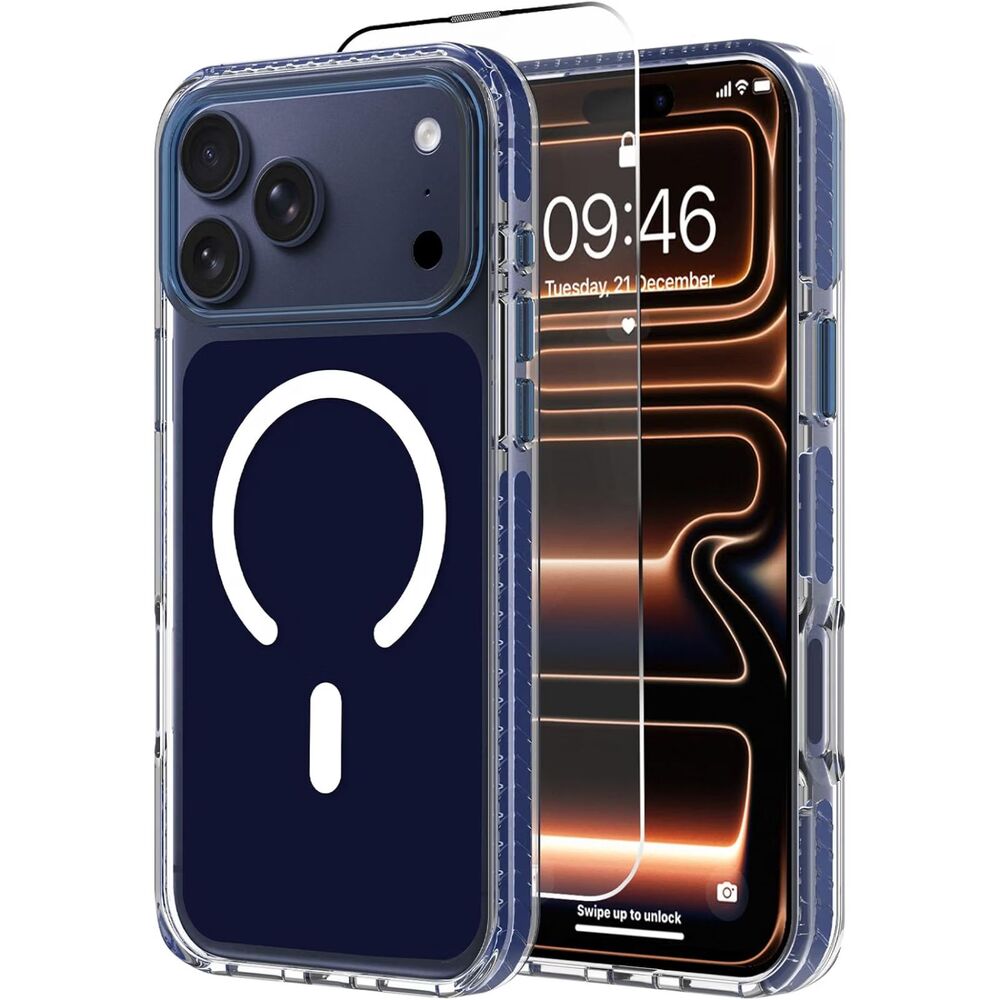 Strong Magnetic for iPhone 17 Pro Case Blue Clear Protective, 20G-205PH011